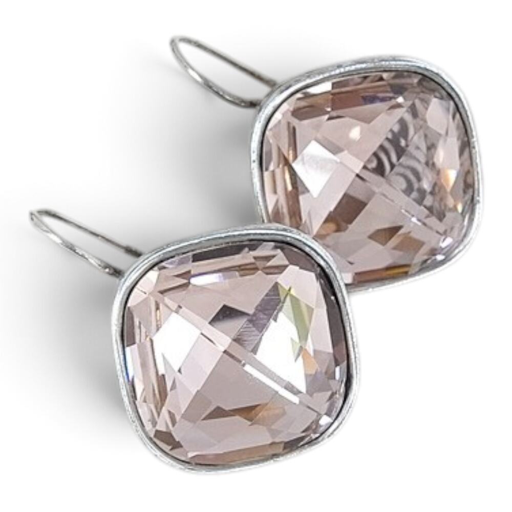 Brighton Venus Rising Peach Crystal Cushion Drop Earrings Silver Retired - Picture 2 of 5